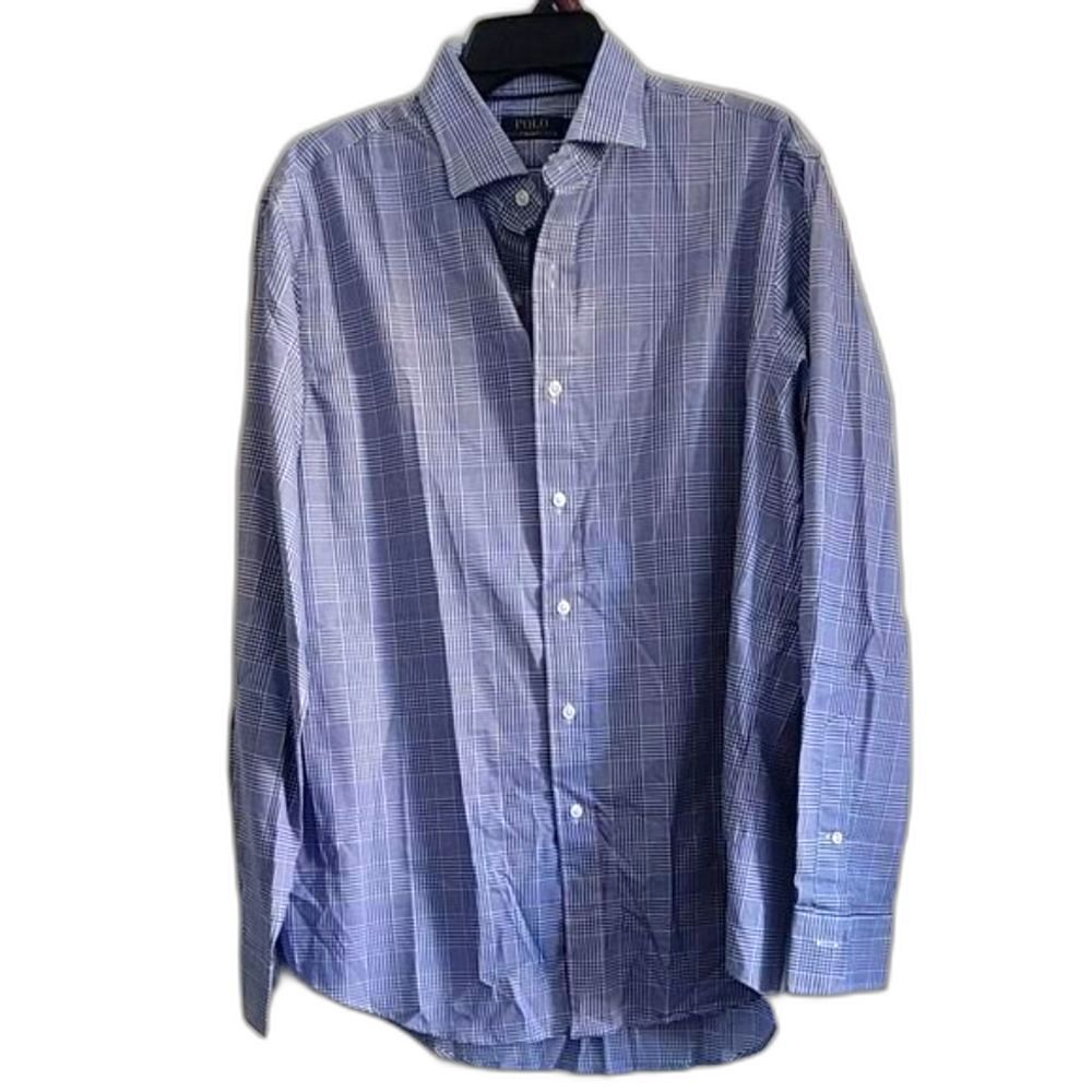 NWT Polo Ralph Lauren Mens Blue Checkered long sleeve Shirt size L